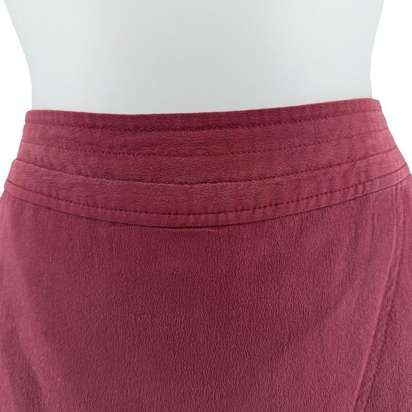 Madewell Skirt Womens Small Burgundy Silk Wrap‎ Front Tulip Hem Lined Holiday - Picture 3 of 15